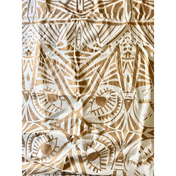 ANTHROPOLOGIE Ivory Gold Mystic Eye Print 100% Cotton 106" x 84" Fabric - Picture 3 of 14